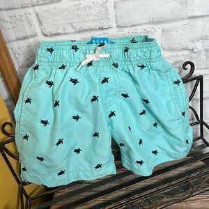 Coastal Swell Sea Turtle Aqua Swim Shorts Bathing Suit Trunks Size 2T